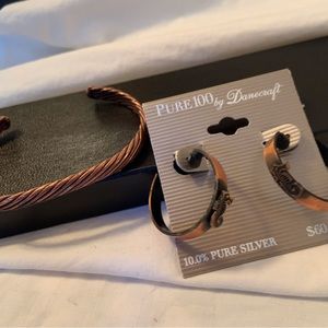 1970s Copper Seahorse Hoop Earrings and Bangle Bracelet